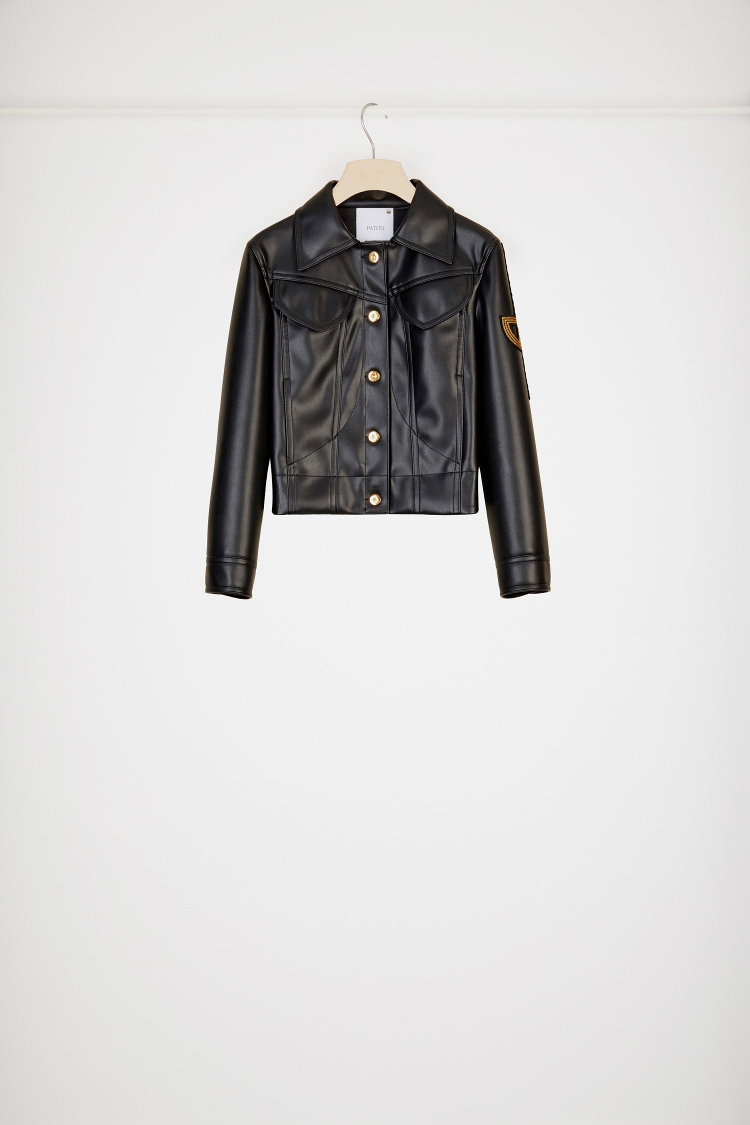 Patou | Embroidered logo faux leather jacket